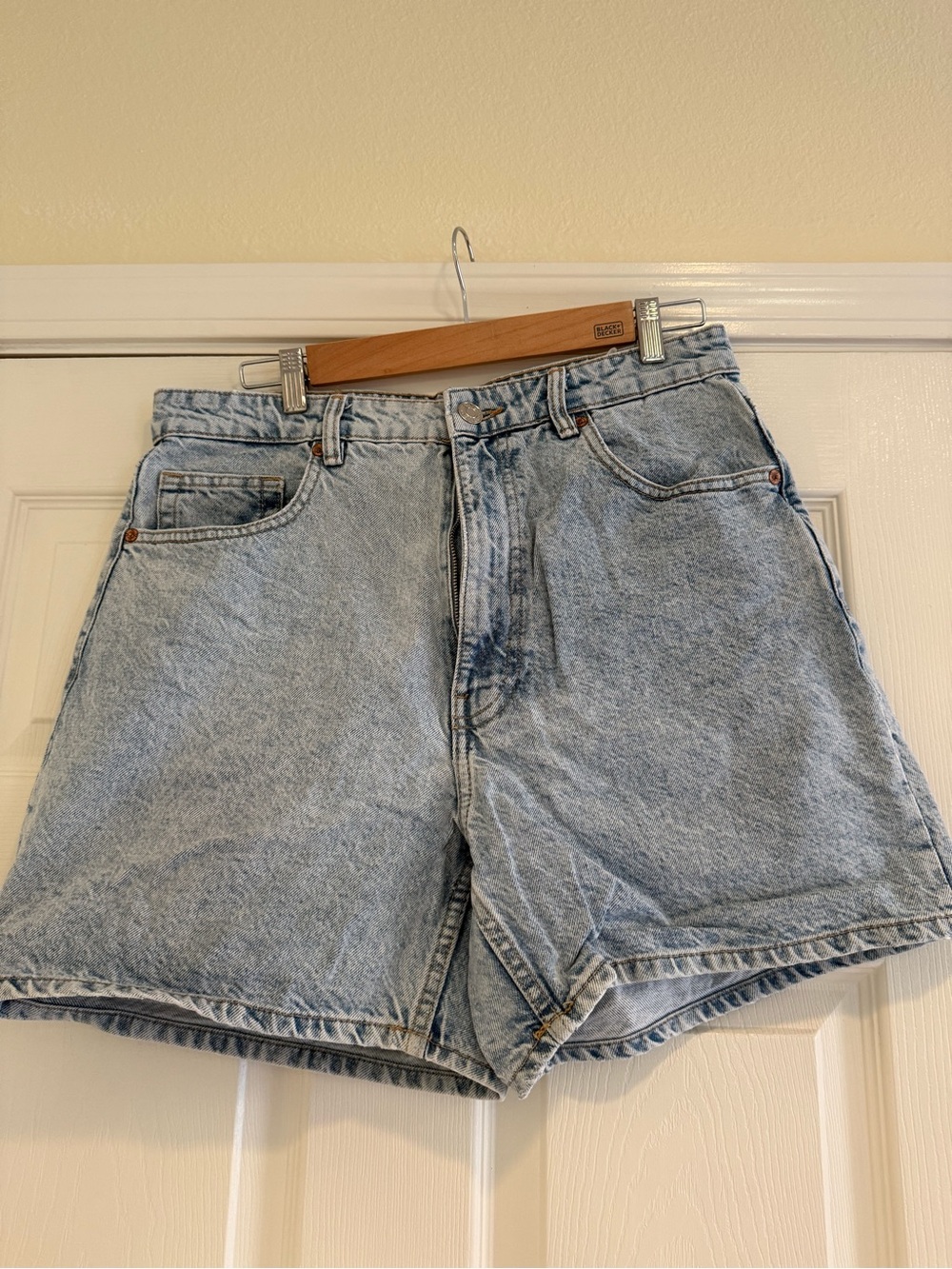 Zara Light Blue High-Waist Denim Shorts